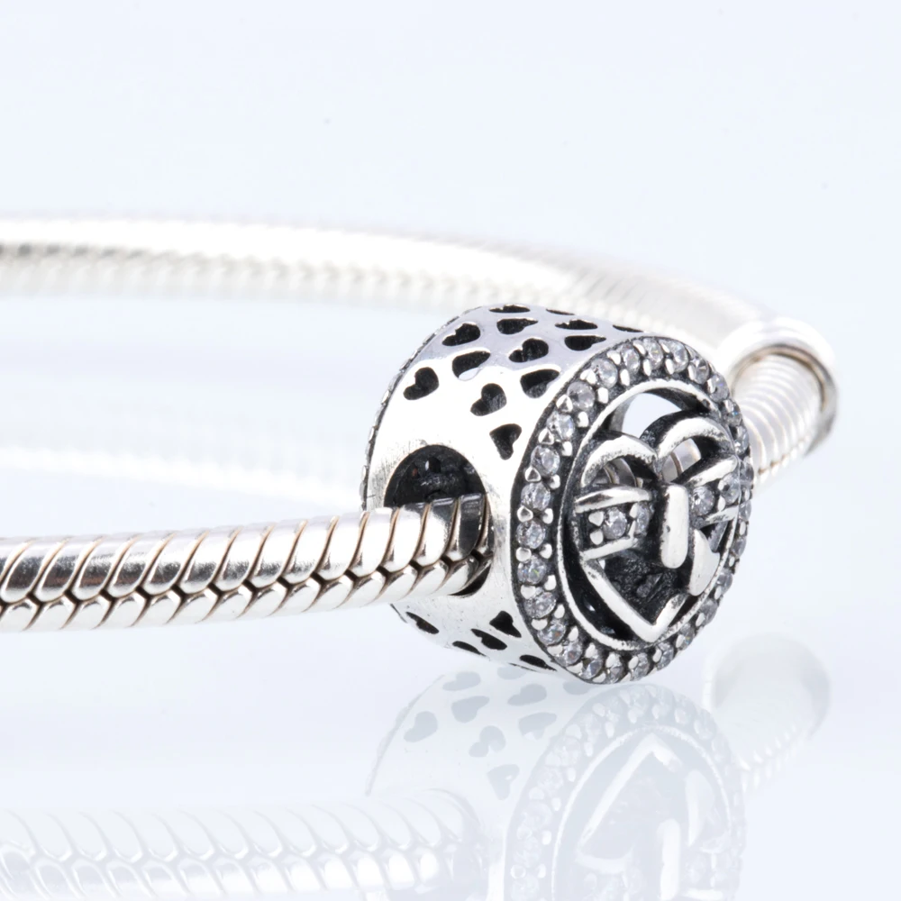 S925 Silver Pentagram Pendant, Love and Elfie Tower Pendant, Oxygen Cubic Zirconia Bracelet Beads, Bracelet Positioning Buckle