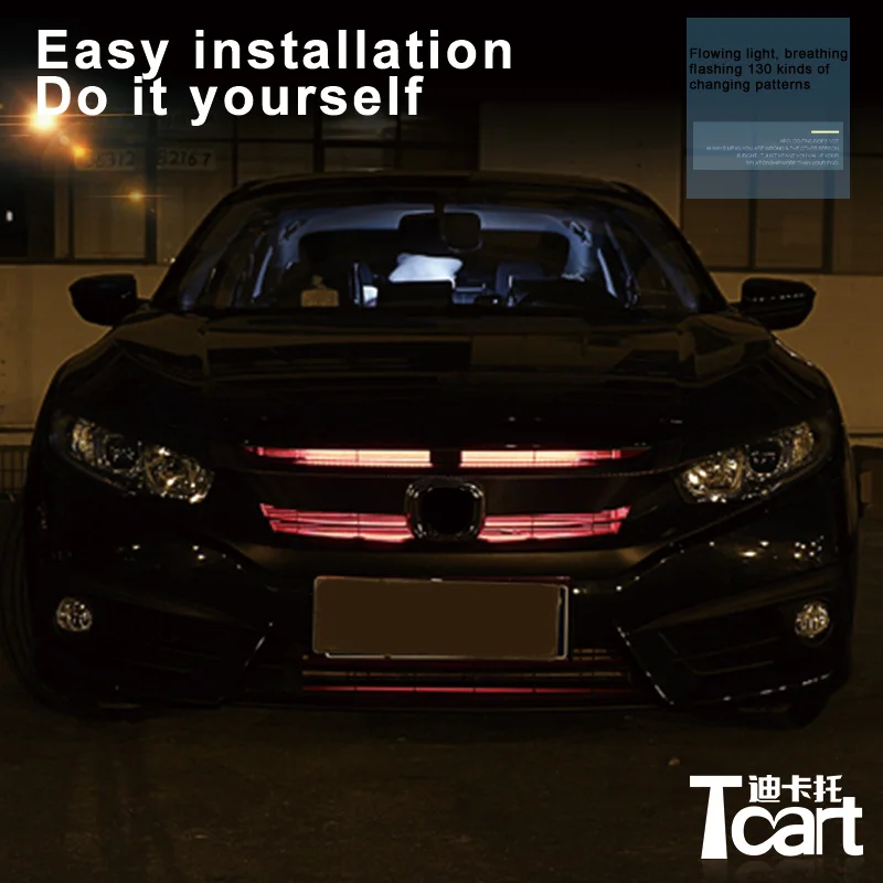 For Honda Civic 8th 9th 10th Gen 2008 2010 2016 2017 2020 1set Intake grille dynamic led RGB 7Color lights accessories