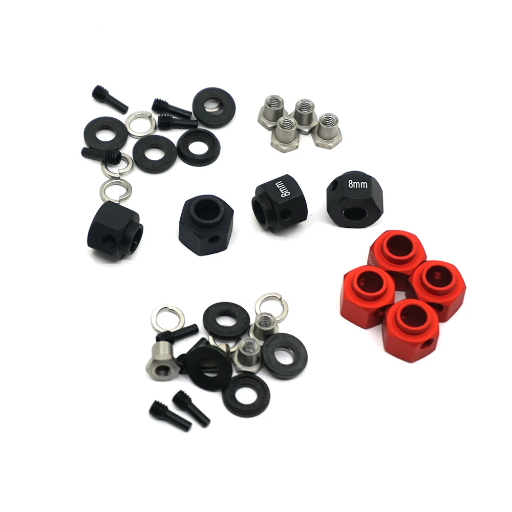 YEAHRUN 4Pcs/lot Metal Hexagon Adapter Wheels Hubs Hex Mount with Screw Needle for TRX-4 1/10 RC Rock Crawler Car Upgrade Parts