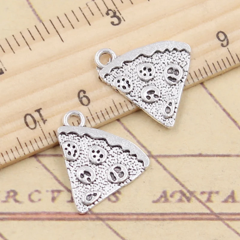 20pcs Charms Food Pizza Cate 19x19mm Tibetan Silver Color Pendants Antique Jewelry Making DIY Handmade Craft