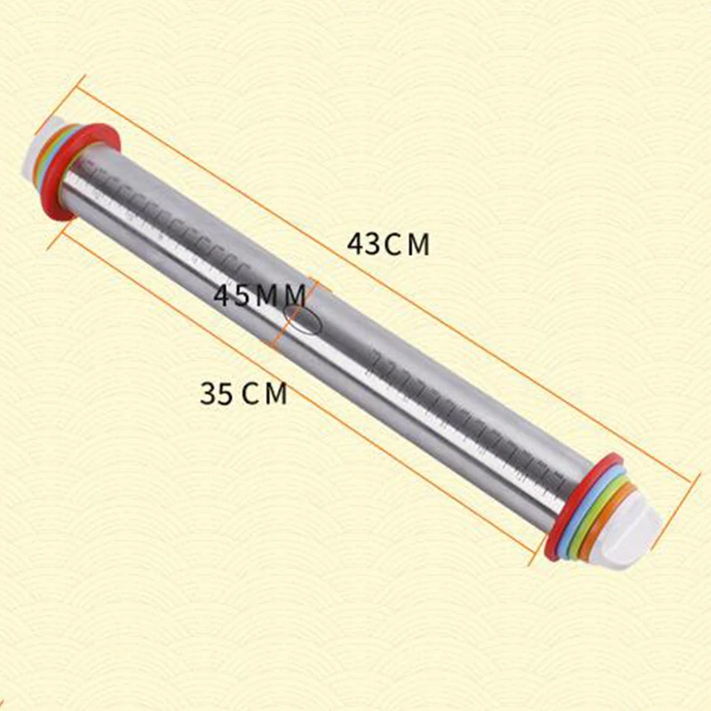Length Adjustable Rolling Pin Stainless Steel Fondant  44cm Rolling Pin Cake Roller Dough Rolling Pin Bakeware Tools
