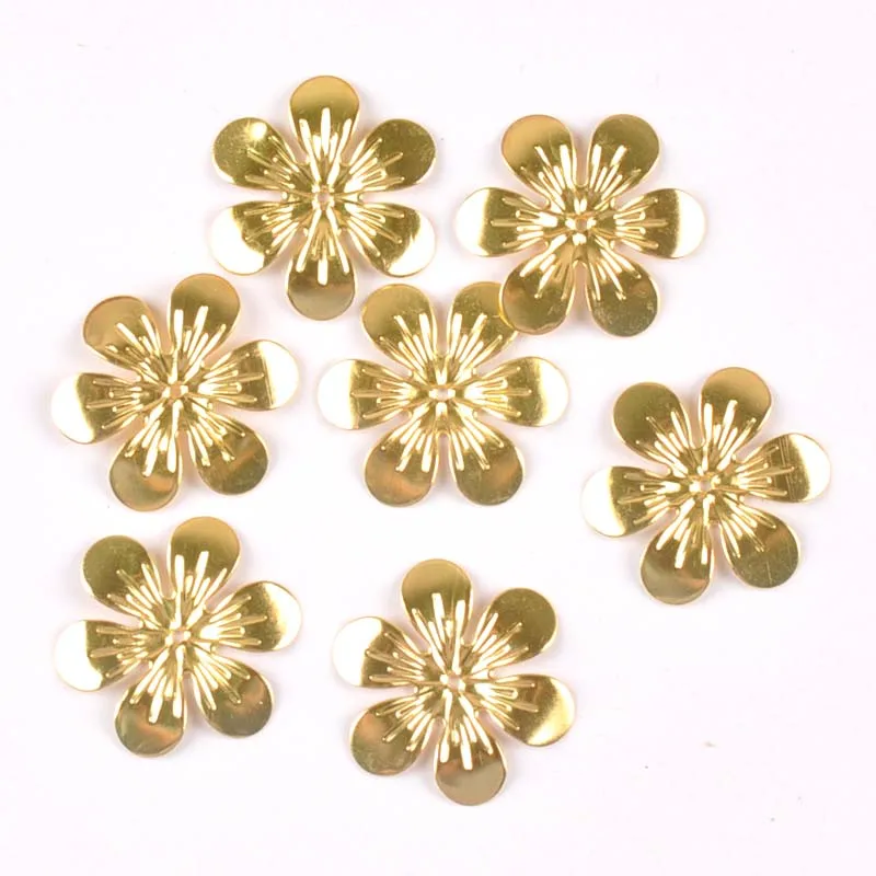 Retro Flower Connectors Filigree Wraps DIY Jewelry Bracelet Findings handicraft Decoration Metal Craft 25mm 20pcs ykl0762-4