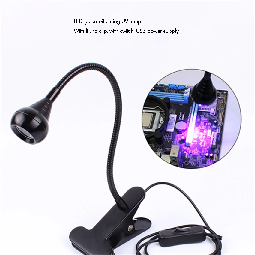 Imagem -03 - Led Luz Negra Luminárias com Gooseneck e Braçadeira para Unha de Gel uv e Cura Ultravioleta Portátil Ultra Violet Blacklight 3w uv