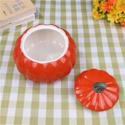 Household Creative Pumpkin Ceramic Tea Jar Moisture Proof Storage Can Personalized Small Sealed Can Snack Can