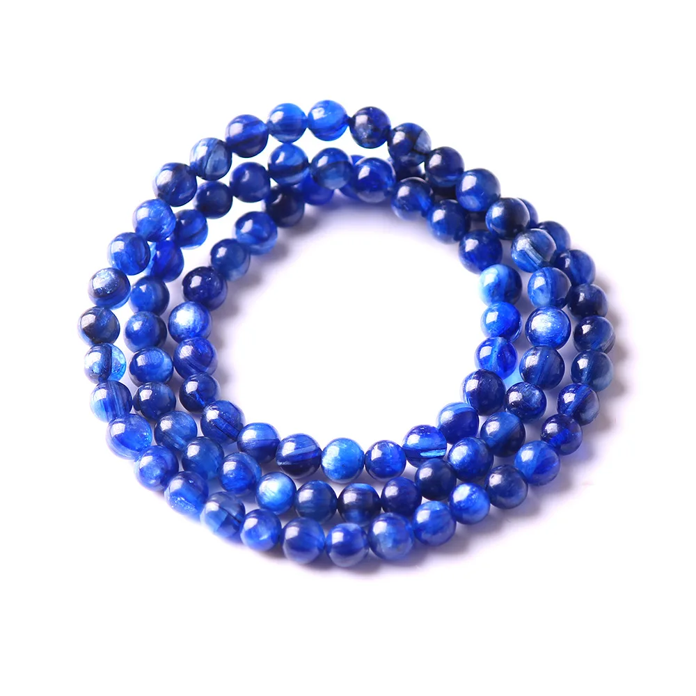 Genuine Natural Blue Kyanite Gemstone Bracelet For Women Lady Men Anniversary Gift Round 5mm Beads Stretch Jewelry AAAAA