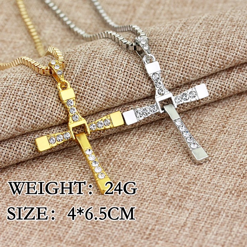 The Fast And The Furious Cross Pendant Necklace Celebrity Dominic Toretto Crystal Cross Necklaces Jewelry For Men Gifts