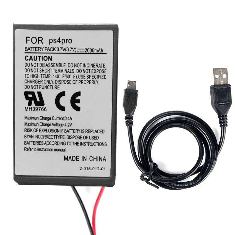 1Pc 2000MAh Battery Pack สำหรับ Sony PS4 Pro Gamepad แบตเตอรี่ไร้สาย Controller แบตเตอรี่ทดแทน Li-Ion + USB สาย