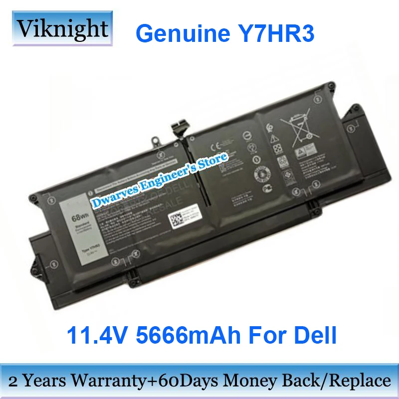 Genuine Y7HR3 11.4V 5666mAh Laptop Battery WY9MP XMV7T For Dell Latitude 7410 Notebook Batteries