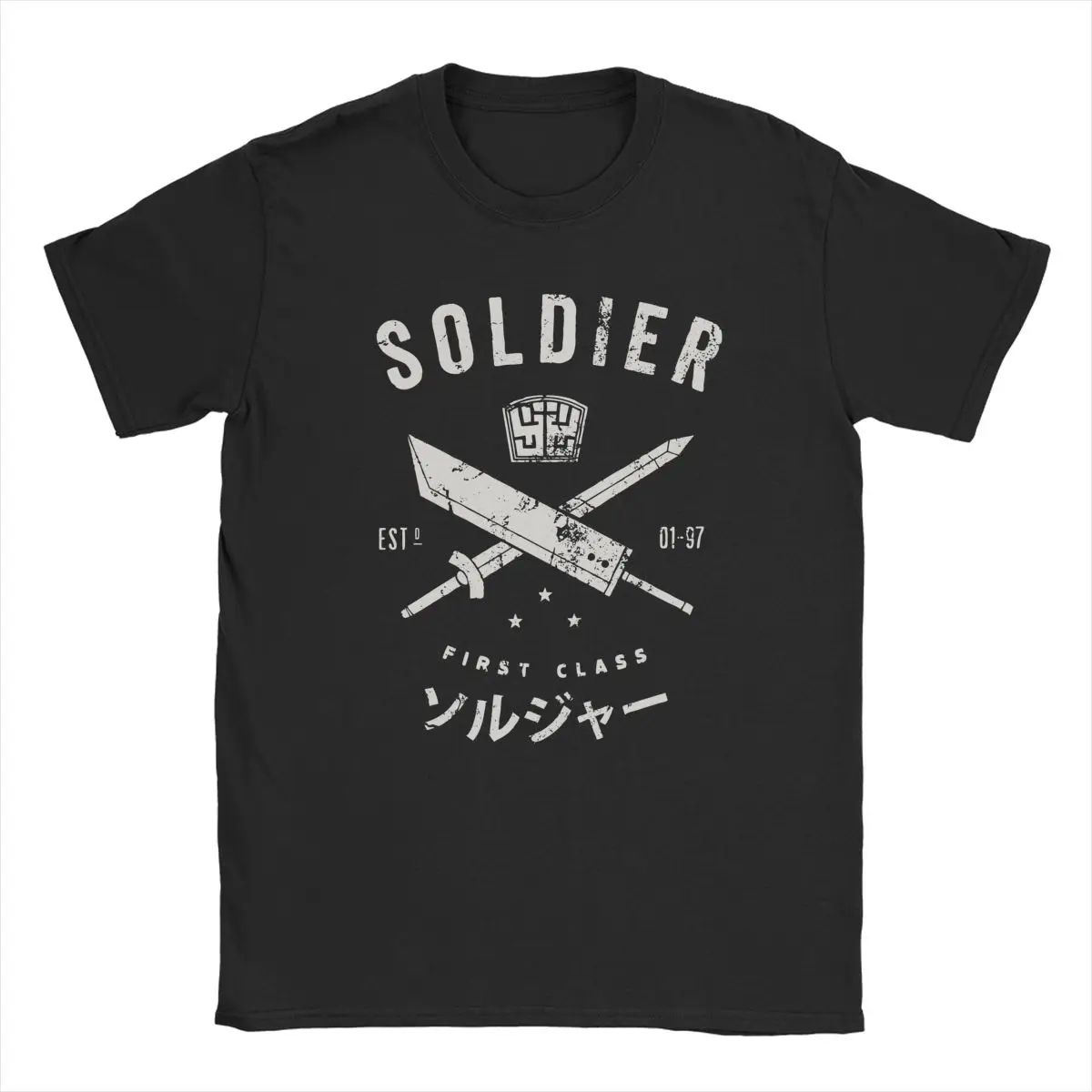 Final Fantasy Soldier T-Shirt for Men Vintage Cotton Tees Crew Neck Short Sleeve T Shirts 6XL Clothing