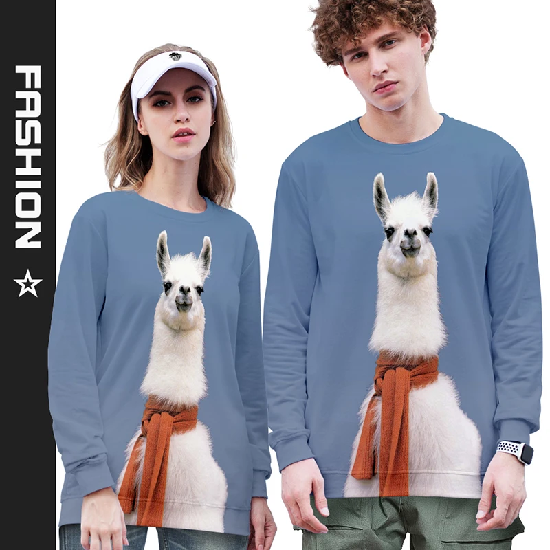 Sudadera con capucha 3d para hombre y mujer, suéter de manga larga con estampado de Animal divertido, Alpaca, sin capucha, Unisex