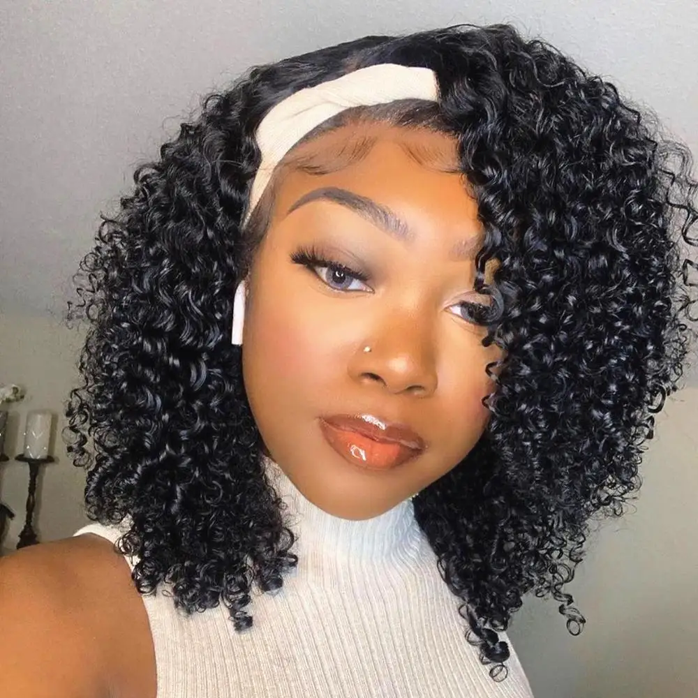 

Afro Kinky Curly Headband Wig Human Hair Wigs Remy Hair Scarf Wig For Black Women Glueless Head Brand Wig NaBeauty 250 Density