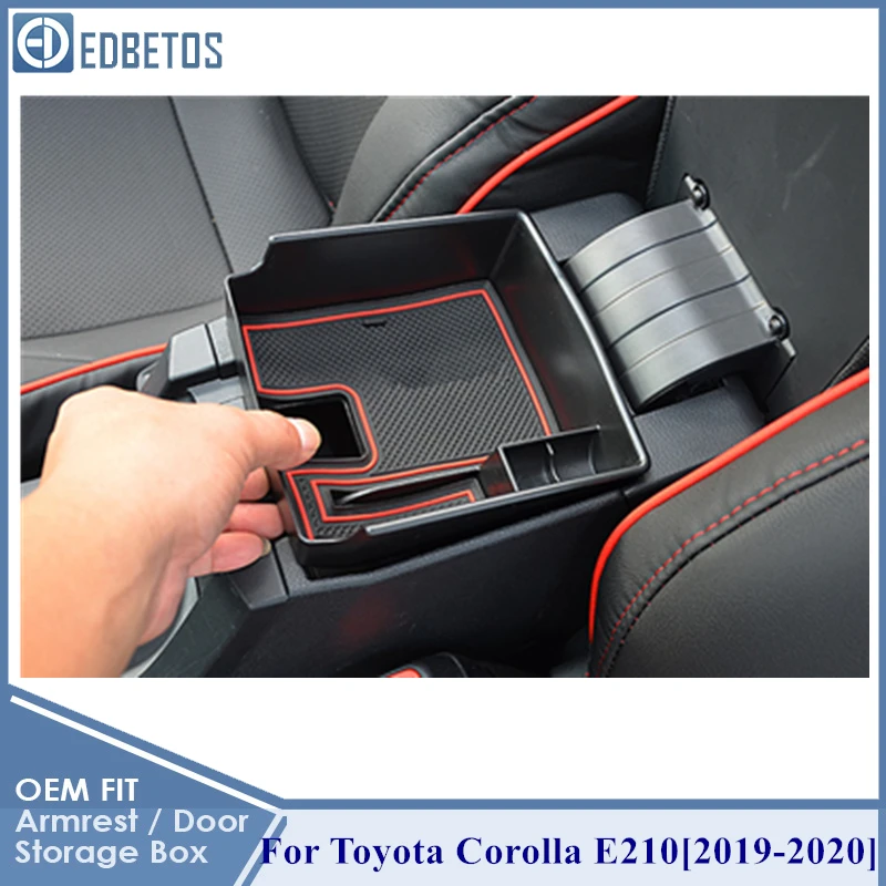 Para Toyota Corolla E210 2019 2020, accesorios para automóviles, caja de almacenamiento para reposabrazos Central de coche, contenedor negro para coche, estuche organizador de guantes