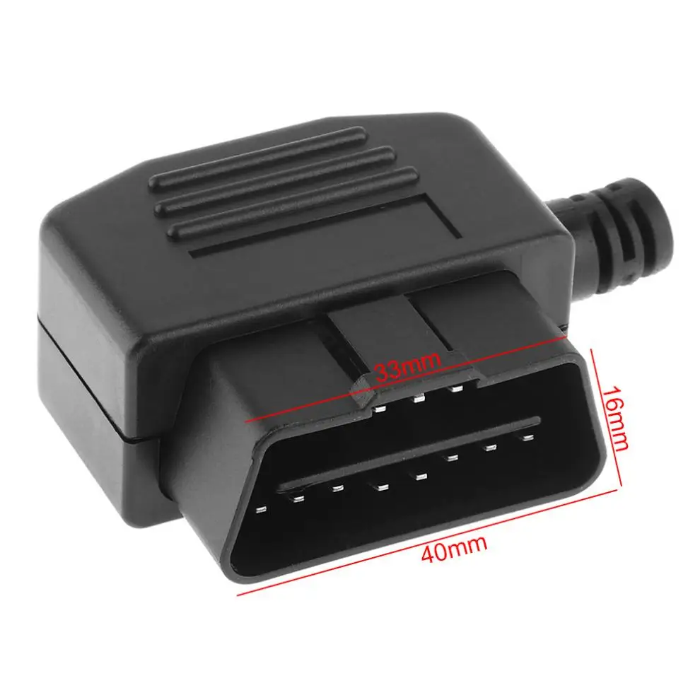 OBD II OBD2 L Type 16 Pin Male Auto Car Connector Cable Wire Sockets Connector Plug with Shell and Screw