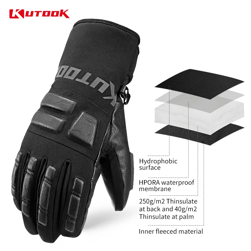 Kutook à prova dwaterproof água luvas de esqui dos homens inverno térmica snowboard luvas à prova de vento feminino neve bordo snowmobile luvas