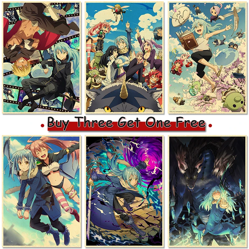 

That Time I Got Reincarnated as a Slime Anime Poster, Vintage Prints on Kraft Paper, Home Decor Picture Art Wall Stickers