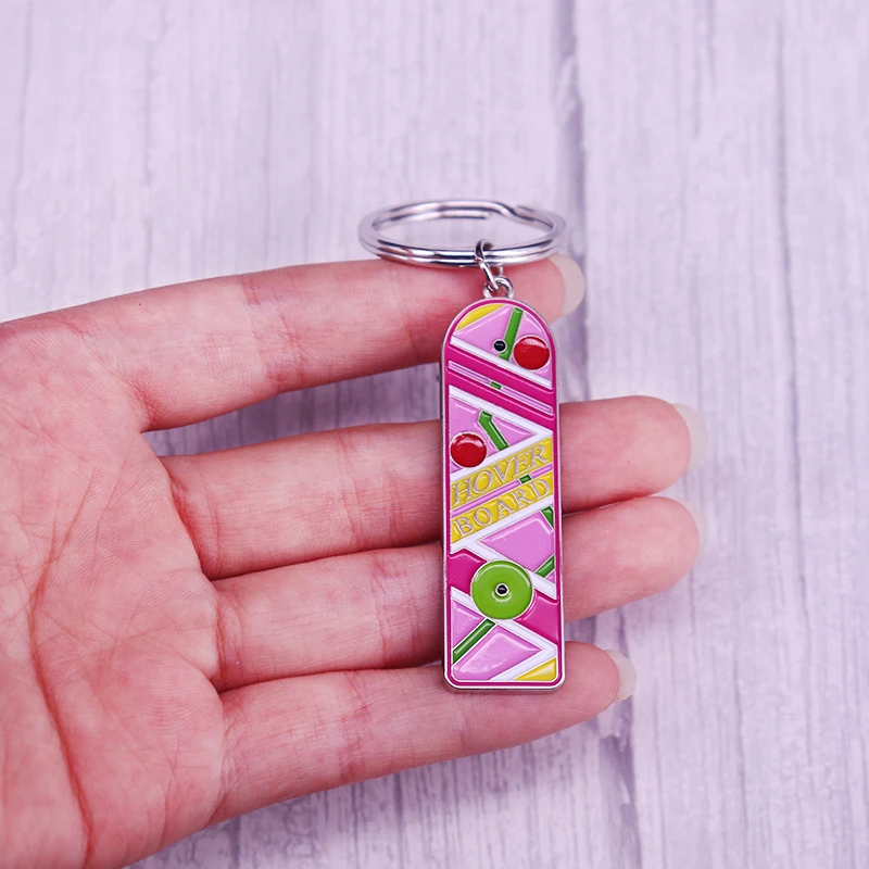 Pink Hover Board Keychain Marty McFly Hoverboard Keyring 80s classic Time Travel Sci-fi Series Back To The Future accessories