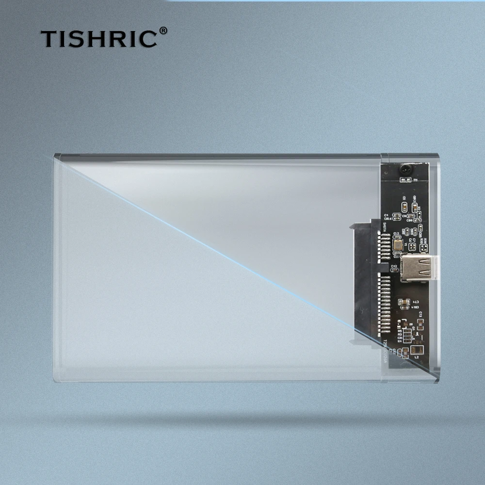 TISHRIC Transparent HDD Case For Hard Drive Box HDD Enclosure 2.5 SATA To USB 3.0 Type-C USB 3.1 External Hard Drive Enclosure