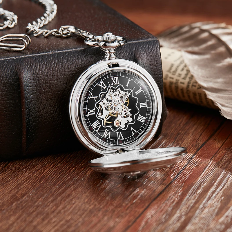 Reloj de pulsera con esfera con mecanismo al descubierto para hombre, Número Romano, Doctor, enfermera, Reloj de bolsillo mecánico, plata, Animal,