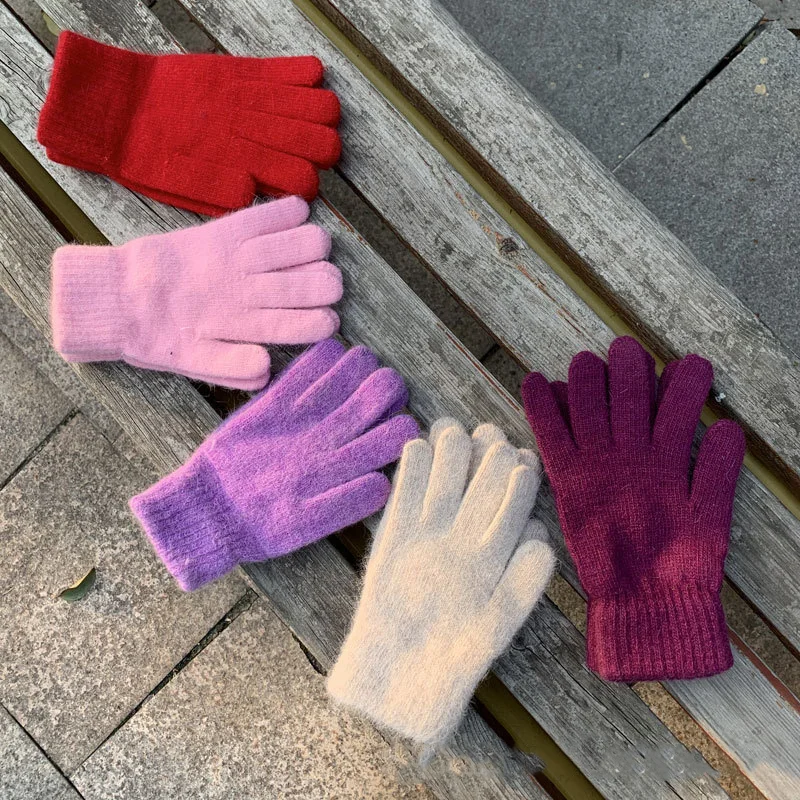 Guantes cálidos de felpa para mujer, manoplas bonitas para montar, Invierno