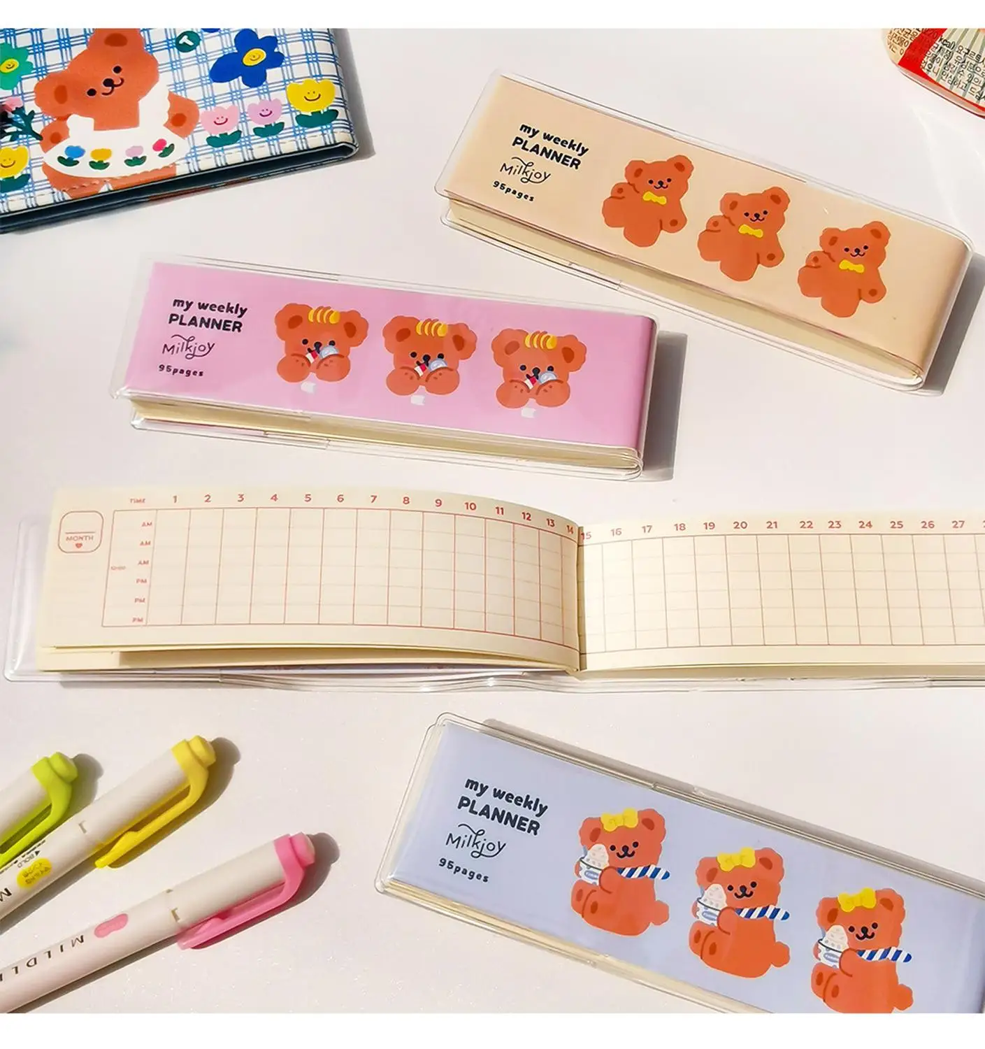 Sharkbang Kawaii Bear Korean Style Weekly Planner Study Memo Notebook Diary Work Notepad Agenda Vocabulary BookSchool Stationery