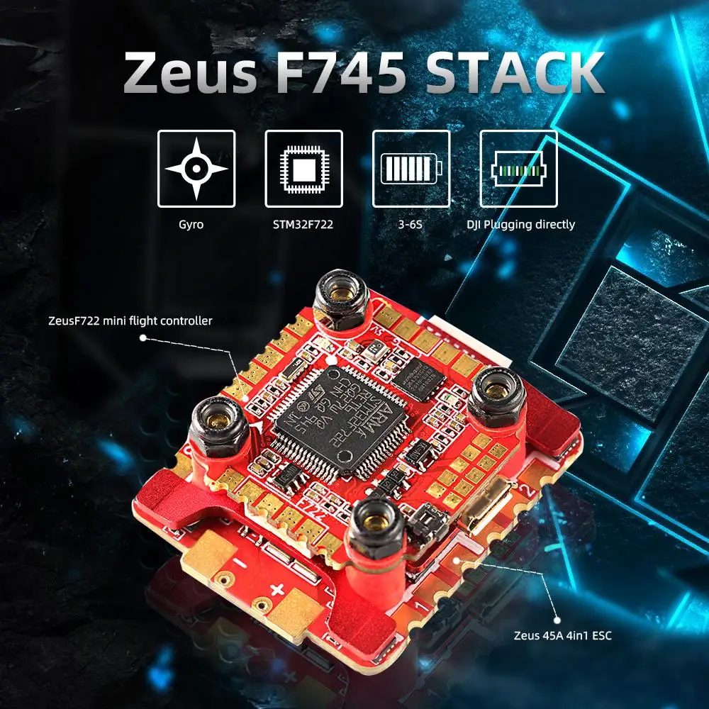 HGLRC Zeus F745 STACK FPV Racing Drone 3-6S F7 Flight Controller 45A BL32 4 in1 ESC dissipatore di calore porta bussola installazione Hole20X20mm