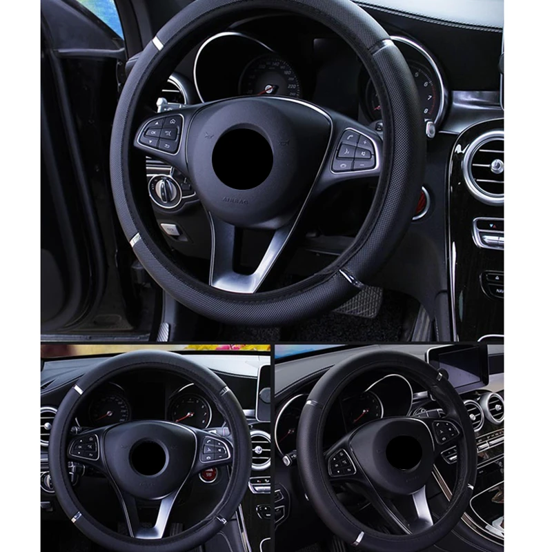 Anti Slip Auto Decoration PU Leather Steering Covers Car-styling Universal Car Steering Wheel Cover 37-38cm Diameter