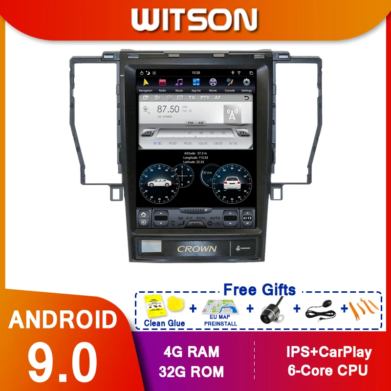 WITSON Tesla Style Vertical Screen Android 9.0 For TOYOTA CROWN 2012 Car Radio Automotivo Multimedia Player Navigation