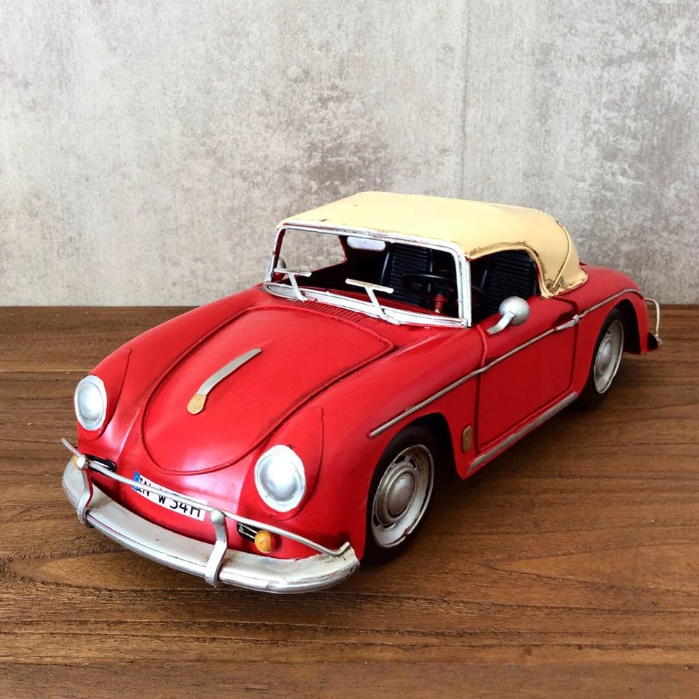 Sports Car Vintage Ironwork Modelcar Tin Retro Crafts Handmade Collection Antiquecar Handicraft Decorations Gifts