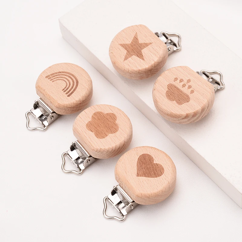 

10/20/30Pcs/Lot Good Grade Beech Wooden Clip for Soother Teether Feeding Care Nipple Holder Dummy Clip Pacifier Chain Accessory