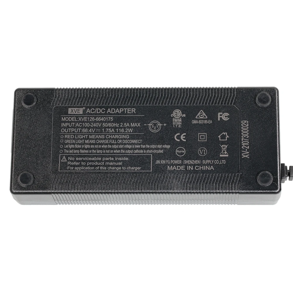 Dualtron 66.4V 1.75A AC/DC Li-ion Battery Charger for 60V Dualtron 2 3 Thunder Spider Eagle Ultra Raptor DT Electric Scooter