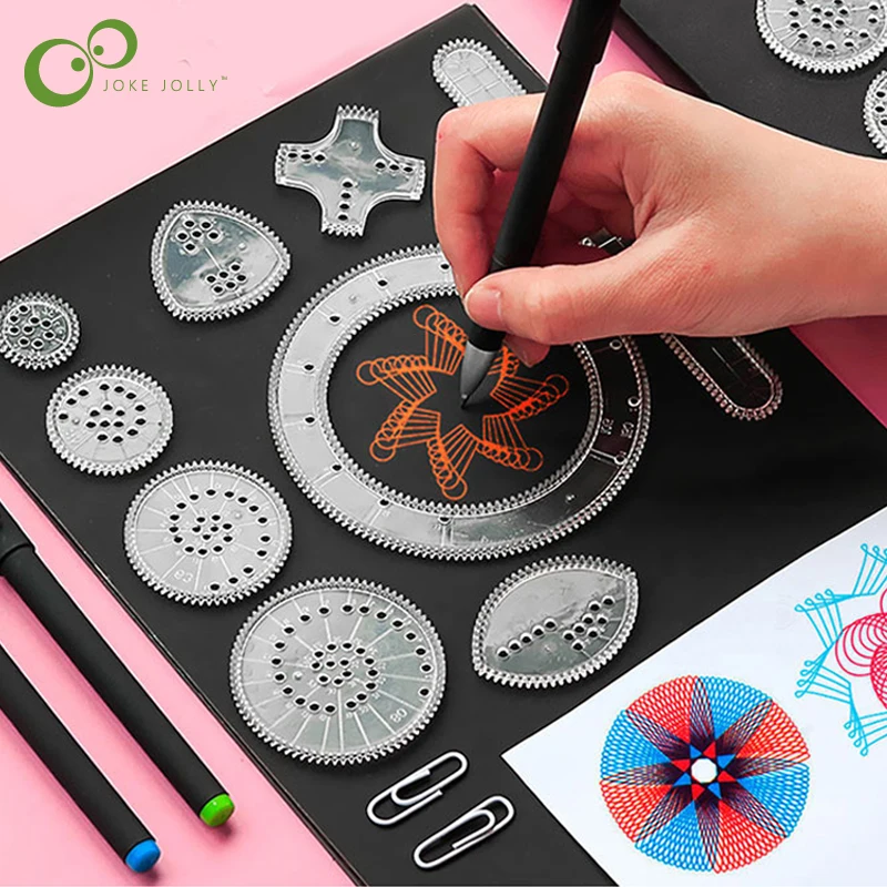 Spirograph Drawing Scratch Painting Toys Set Interlocking Gears Wheels Painting Drawing Accessories Educational Toy Spirographs