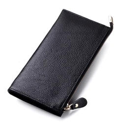 Wallet For Women Genuine Leather Long Design Zipper Coin Purses Female Clutch Multi-Colors Money Credit Card Holder