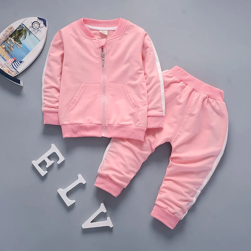 Clothing suit boys and girls spring autumn long sleeved casual sports zippered cardigan top pants 0-4 year fashion Kids Garments