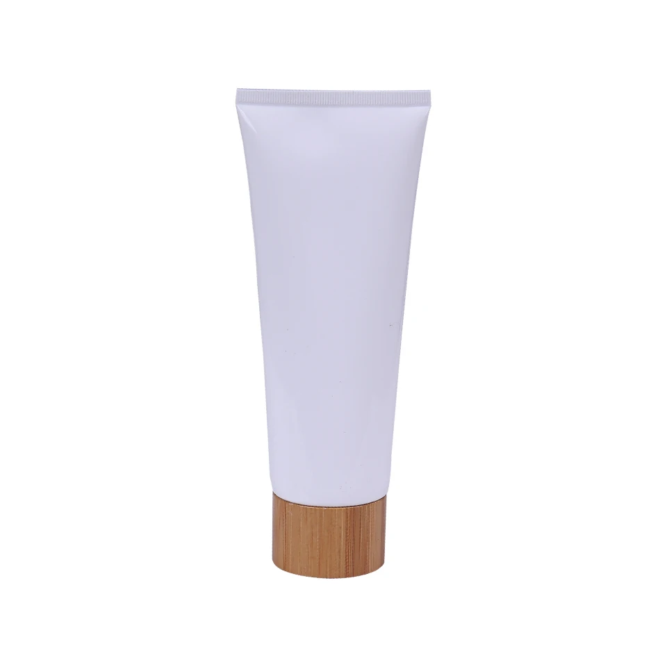 Cosmetic Eco-friendly 150ml Plastic Soft Squeeze Tube Bamboo Cap for Skin Care Packaging Custom logo Hair Conditioner Sun Cream