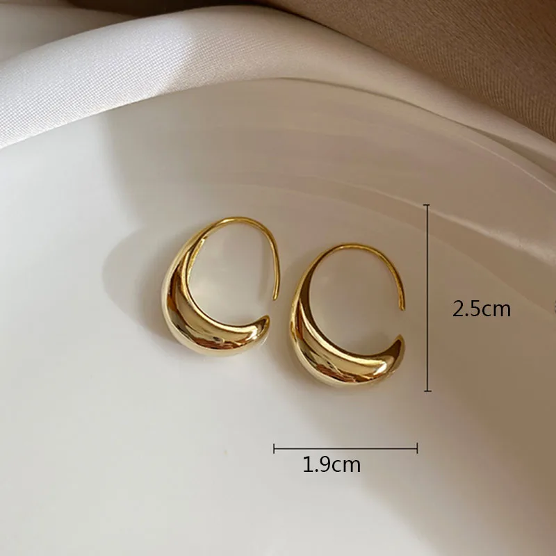 XIYANIKE Silver Color Stud Earrings for Women French Trendy Gold Plated C Shape Earring Bride Jewelry Prevent Allergy