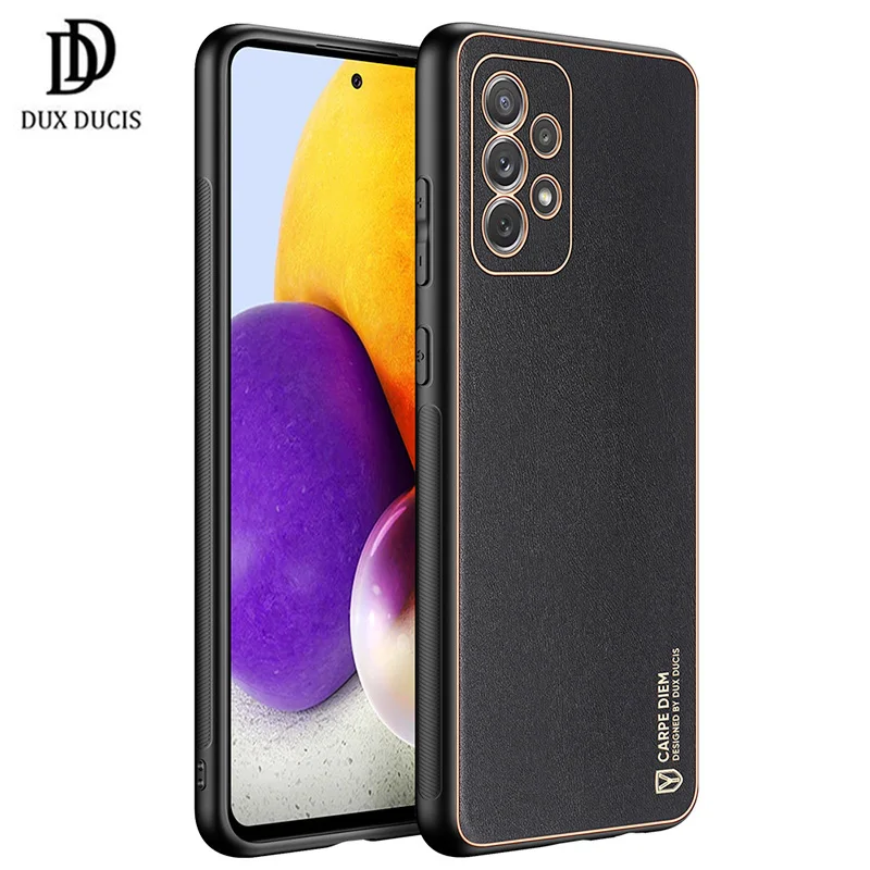 For Samsung Galaxy A72 4G 5G Case DUX DUCIS PU Leather+TPU Anti-Slip Camera Protection Back Cover