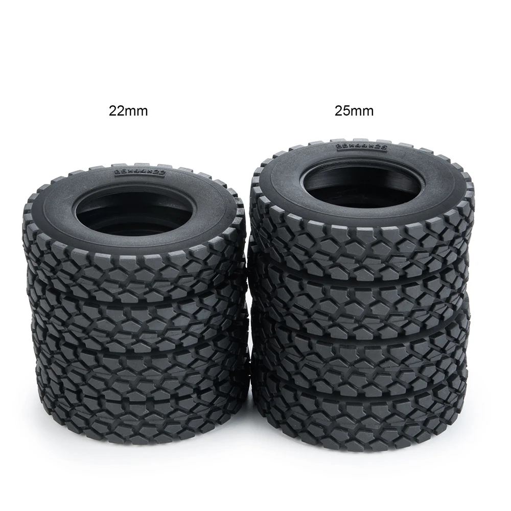 TRINOOD 4PCS Rubber Tyres Wheel Tires With Sponge Foam Inserts for 1/14 Tamiya Tractor Trucks Trailer Cargo Tow Drag Parts