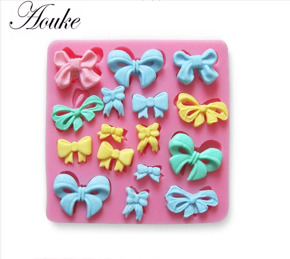 Aouke Bow Knot Silicone Mould Soft Clay Gypsum Handmade DIY Kitchen Biscuit Cake Baking Environment-friendly Silicone Mould