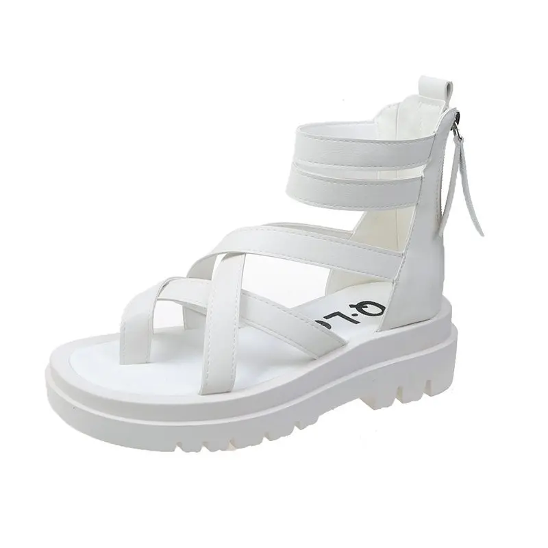 Women's Sandals Summer Ladies Girls  Vintage Sandals Buckle Casual Sewing Women Shoes Solid Female Ladies Platform Shoes