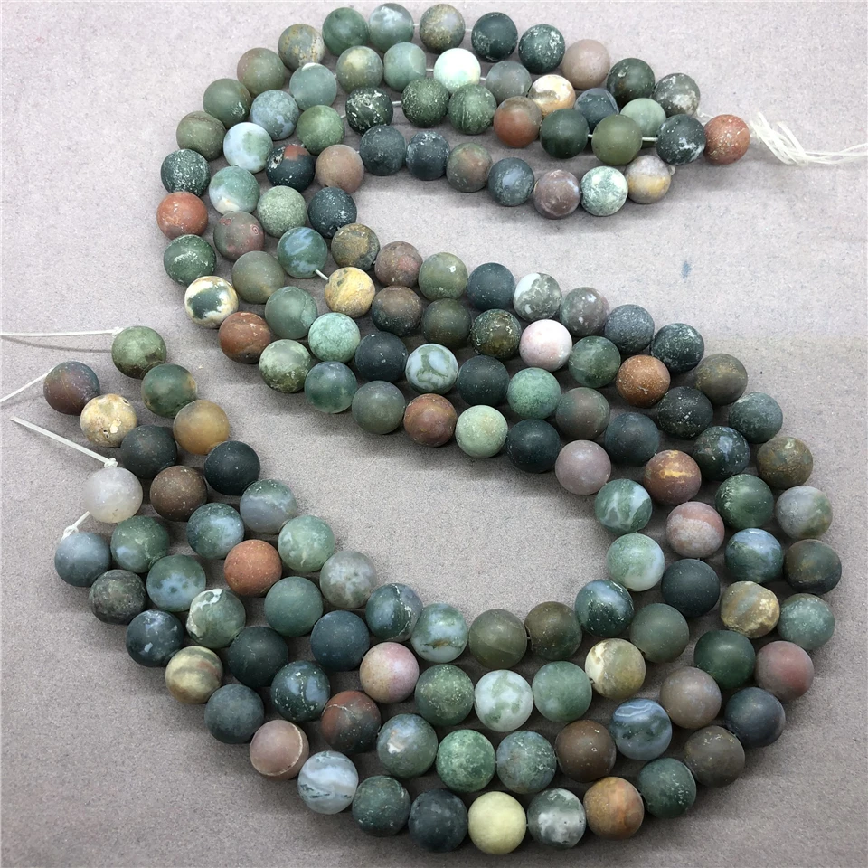 Frosted India Agate Beads 6-10mm Round Natural Loose Stone Bead DIY for Jewelry Necklace