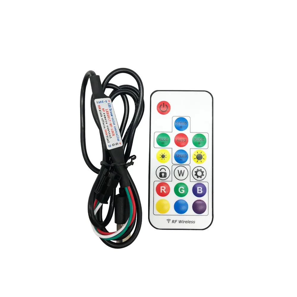 

DC5-24V Mini 17Keys Led Controller RF USB Wireless Pixels Remote Dimmer For 3Pin Individually Addressable 5050 RGB Strip Light