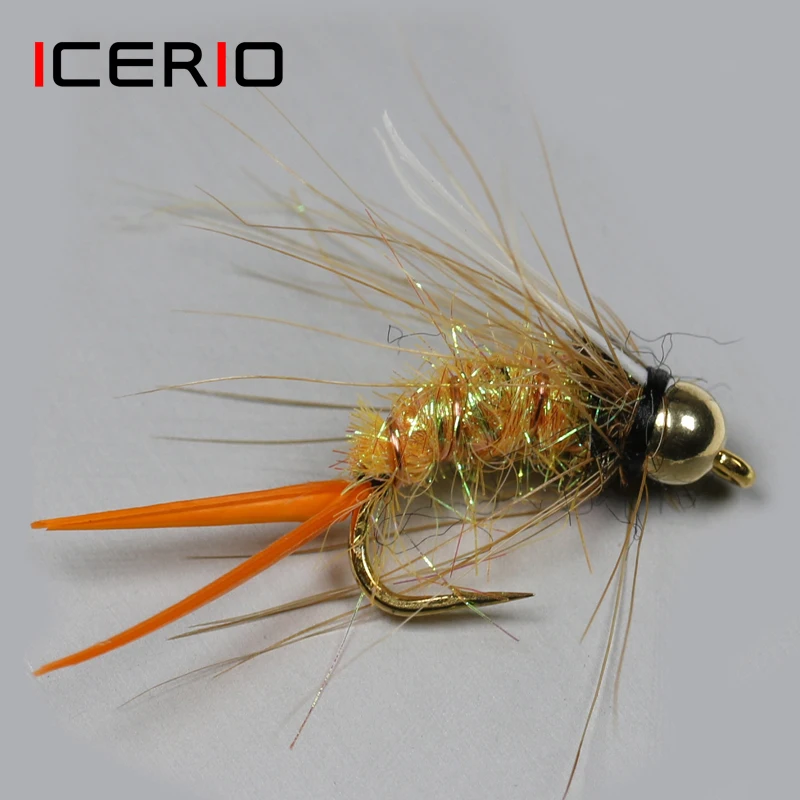 Moscas artificiales Ninfa Crazy Psycho Prince – Cabezal perlón latón para trucha - imagen 2
