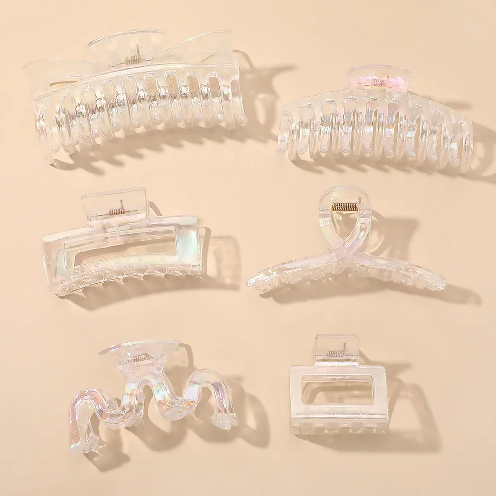 Cakar Rambut Elegan Transparan Plastik Cakar Rambut Mimpi Warna-warni Kesederhanaan Klip Rambut Ikat Kepala Pin Rambut Mode Aksesori Rambut