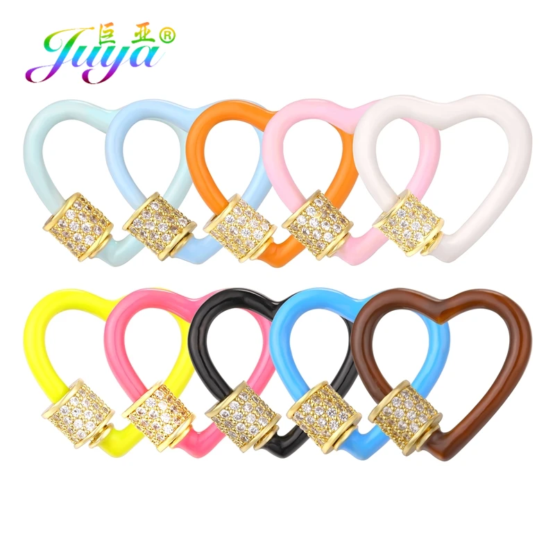 Juya Handicraft Accessories Supplies Handmade Enamel Oval Fastener Lock Carabiner Screw Clasps For DIY Mesh Chain Jewelry Making