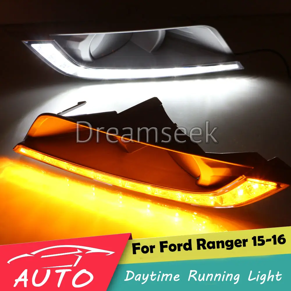 

DRL For Ford Ranger 2015 2016 LED Daytime Running Light Relay Waterproof Driving Fog Lamp Daylight with Turn Signal