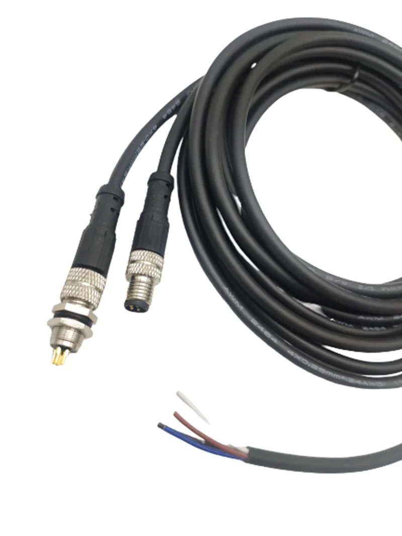 Masculino e Feminino Waterproof Sensor Connector Cable, M8 Plug, Ângulo reto, 3 Pin, 4 Pin, 5 Pin, 6 Pin, 8Pin, Linha PVC, AB, Parafuso, IP67
