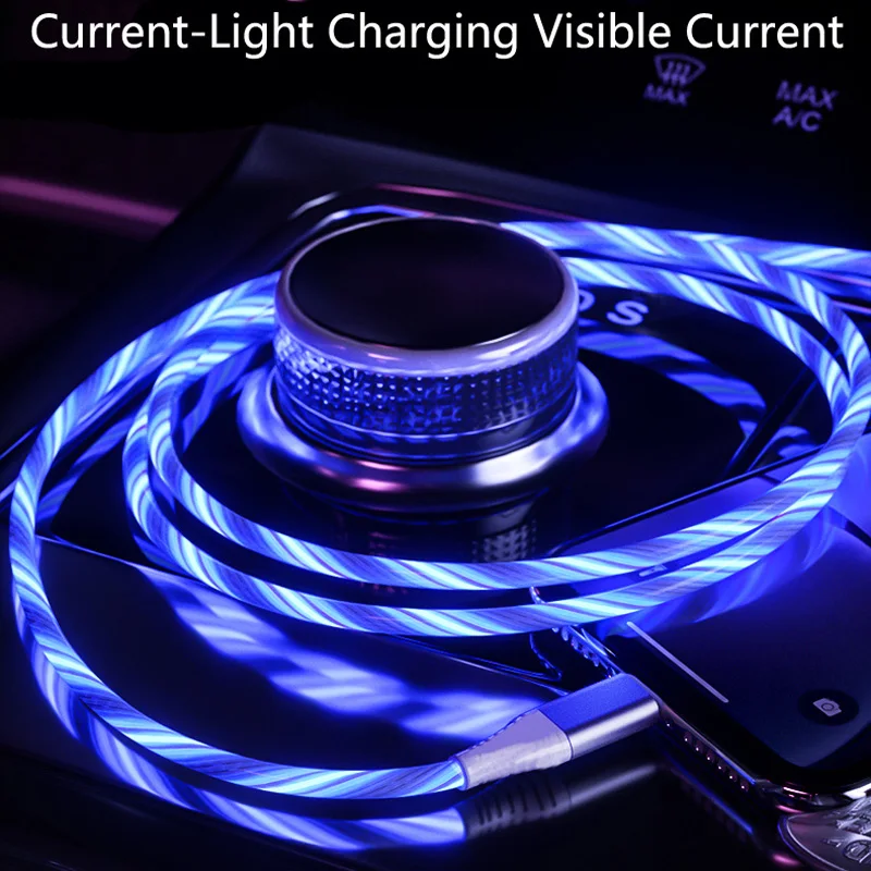 Carro LED Brilho Fluindo Dados Carregador USB, Cabo de carregamento para Ford Focus 2, 3, Fiesta, Mondeo, Kuga, Citroen C4, Skoda Octavia, Rápido, Superb, LED
