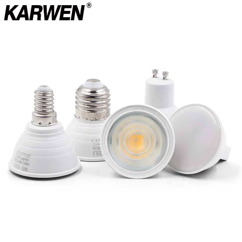 

KARWEN Bombillas LED Lamp GU10 GU5.3 MR16 E27 E14 Lampada LED Bulb 6W 220V LED Spotlight Lampara Spot Light for living room