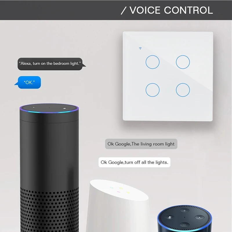 Wifi inteligentny przełącznik dotykowy pilot 1/2/3/4 Gang 2 Way AC 100V/220V bezprzewodowy ścienny włącznik światła EU/UK Standard Smart Home