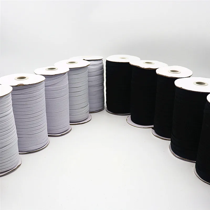 1 Roll 3/ 5/ 6 Mm Mask Elastic Band Ribbon 8/10/12mm Black White Elastic Cord Rubber Band Belt DIY Clothing Sewing Accessories